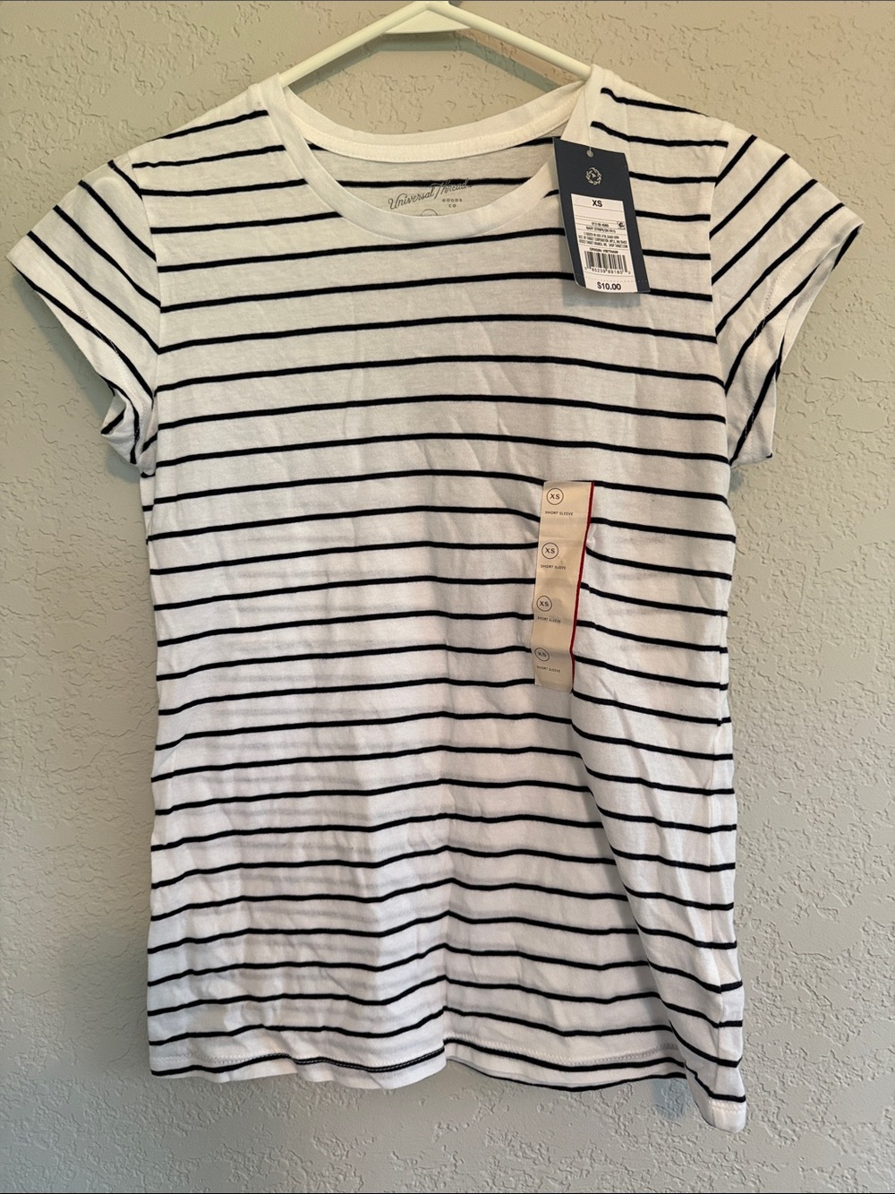 Universal Thread White Tee with Black Stripes